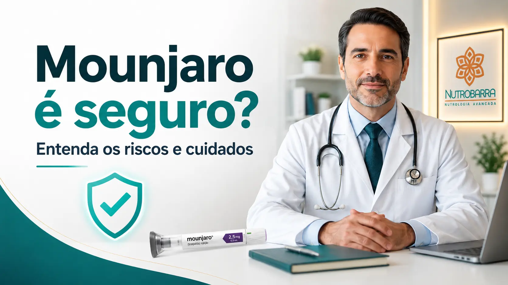 Médico nutrólogo explicando se Mounjaro é seguro, com orientações sobre riscos, indicações e cuidados médicos